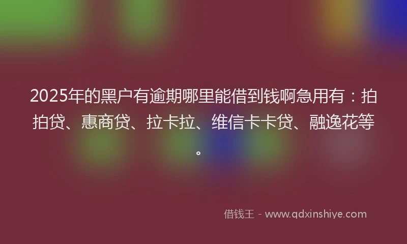 2025年的黑户有逾期哪里能借到钱啊急用有：拍拍贷、惠商贷、拉卡拉、维信卡卡贷、融逸花等。