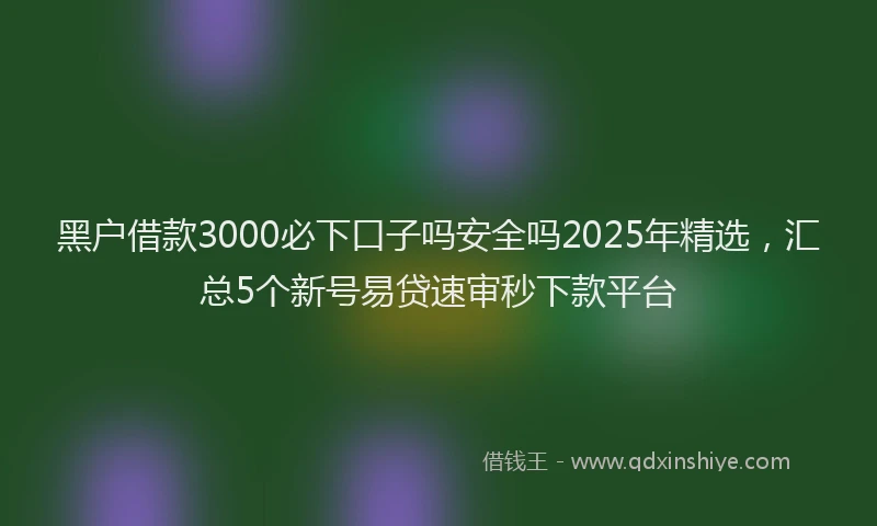黑户借款3000必下口子吗安全吗2025年精选，汇总5个新号易贷速审秒下款平台