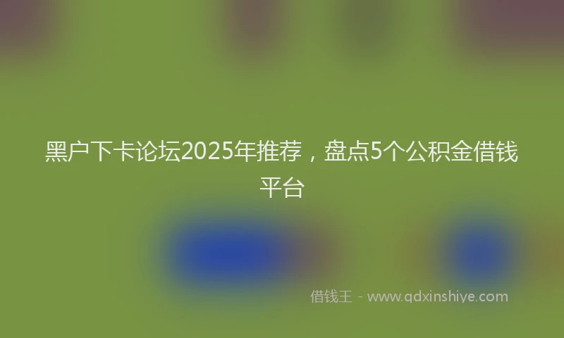 黑户下卡论坛2025年推荐，盘点5个公积金借钱平台