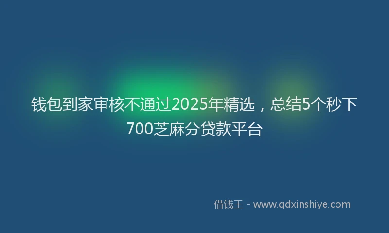 钱包到家审核不通过2025年精选，总结5个秒下700芝麻分贷款平台