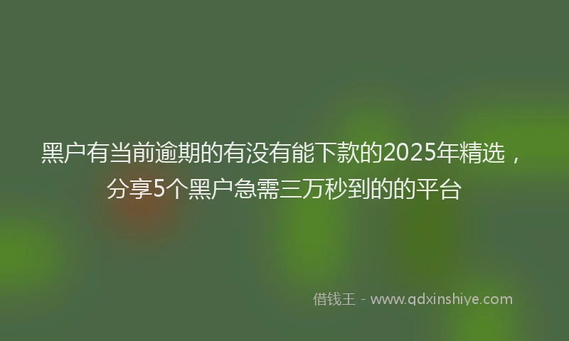 黑户有当前逾期的有没有能下款的2025年精选，分享5个黑户急需三万秒到的的平台