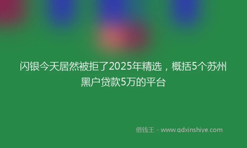 闪银今天居然被拒了2025年精选，概括5个苏州黑户贷款5万的平台