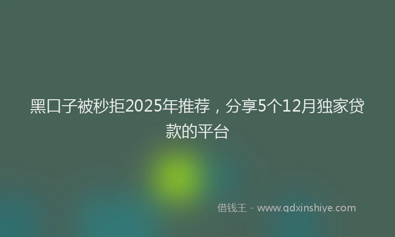 黑口子被秒拒2025年推荐，分享5个12月独家贷款的平台