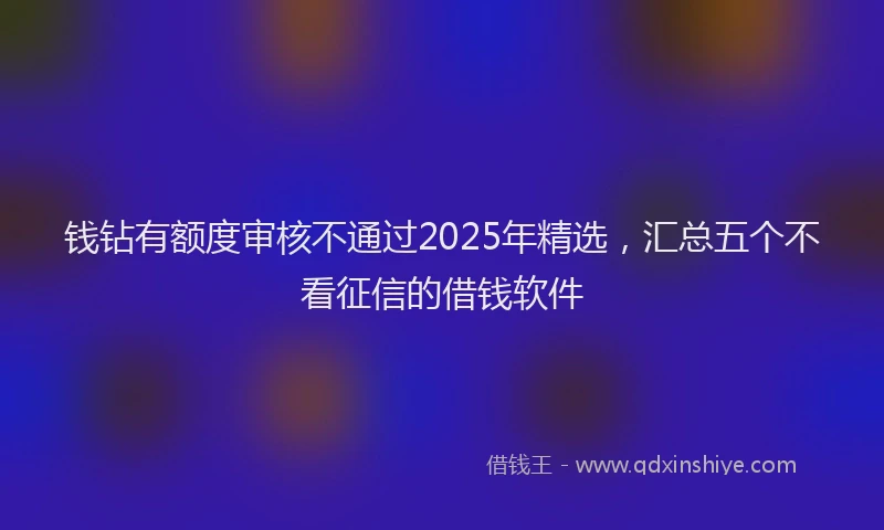 钱钻有额度审核不通过2025年精选，汇总五个不看征信的借钱软件