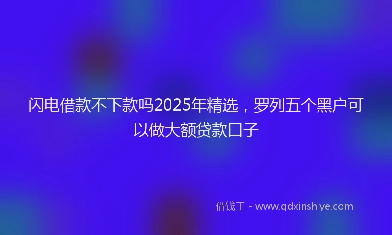 闪电借款不下款吗2025年精选，罗列五个黑户可以做大额贷款口子