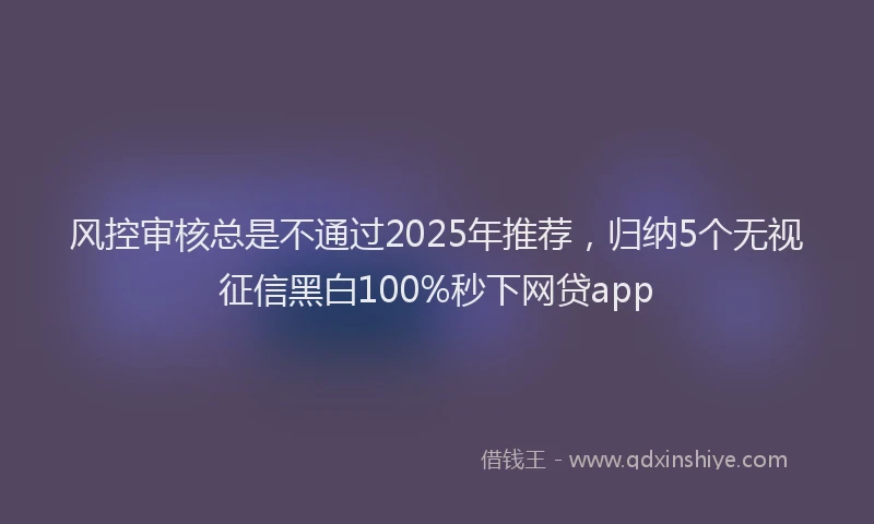风控审核总是不通过2025年推荐，归纳5个无视征信黑白100%秒下网贷app