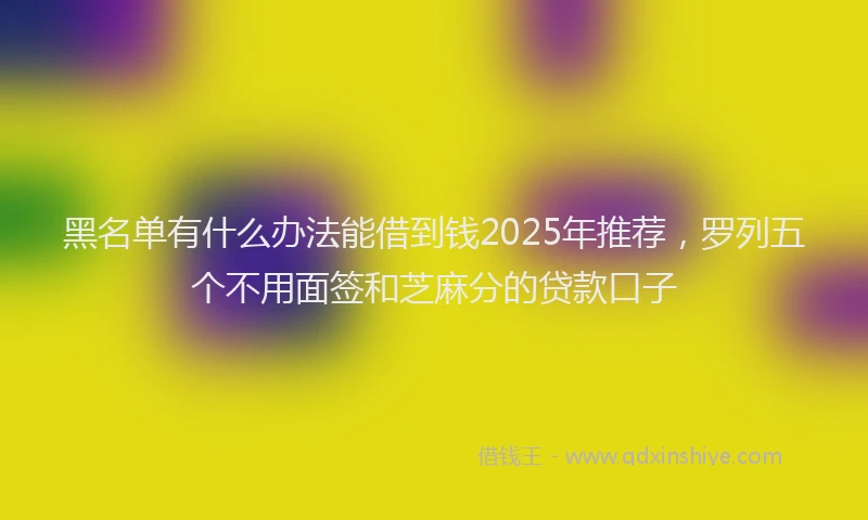 黑名单有什么办法能借到钱2025年推荐，罗列五个不用面签和芝麻分的贷款口子