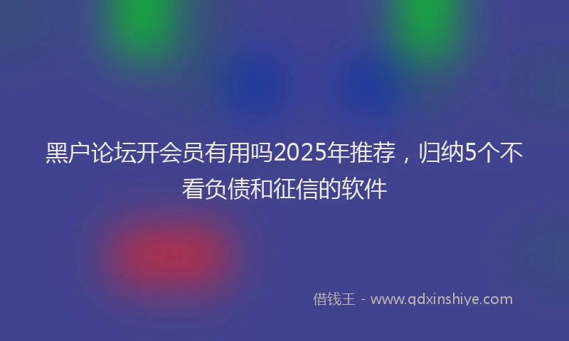 黑户论坛开会员有用吗2025年推荐，归纳5个不看负债和征信的软件