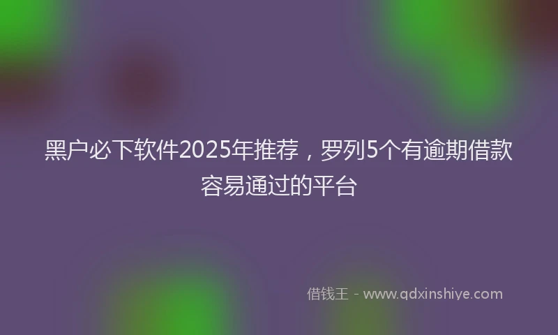 黑户必下软件2025年推荐，罗列5个有逾期借款容易通过的平台