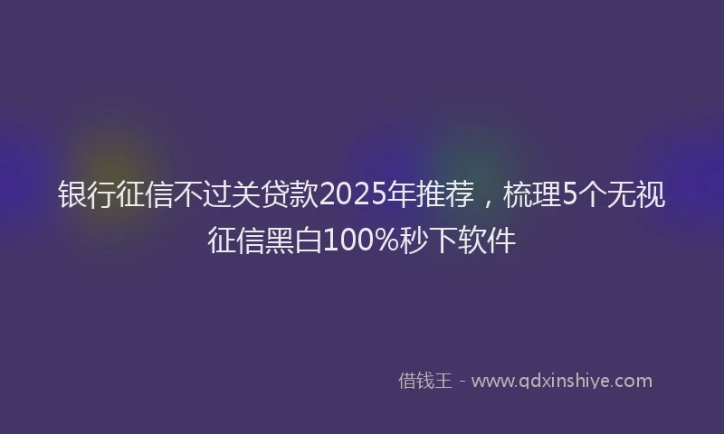 银行征信不过关贷款2025年推荐，梳理5个无视征信黑白100%秒下软件