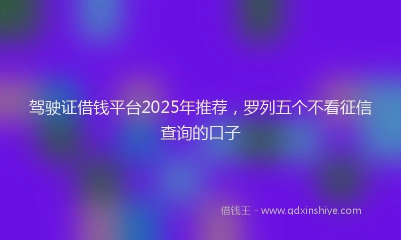 驾驶证借钱平台2025年推荐，罗列五个不看征信查询的口子