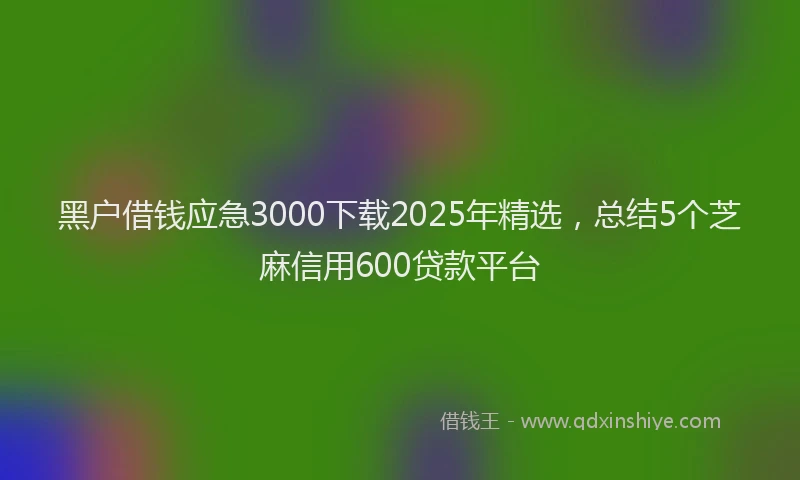 黑户借钱应急3000下载2025年精选，总结5个芝麻信用600贷款平台