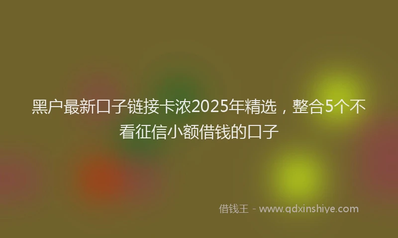 黑户最新口子链接卡浓2025年精选，整合5个不看征信小额借钱的口子
