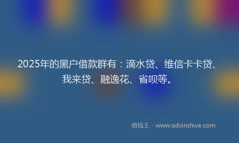 2025年的黑户借款群有：滴水贷、维信卡卡贷、我来贷、融逸花、省呗等。