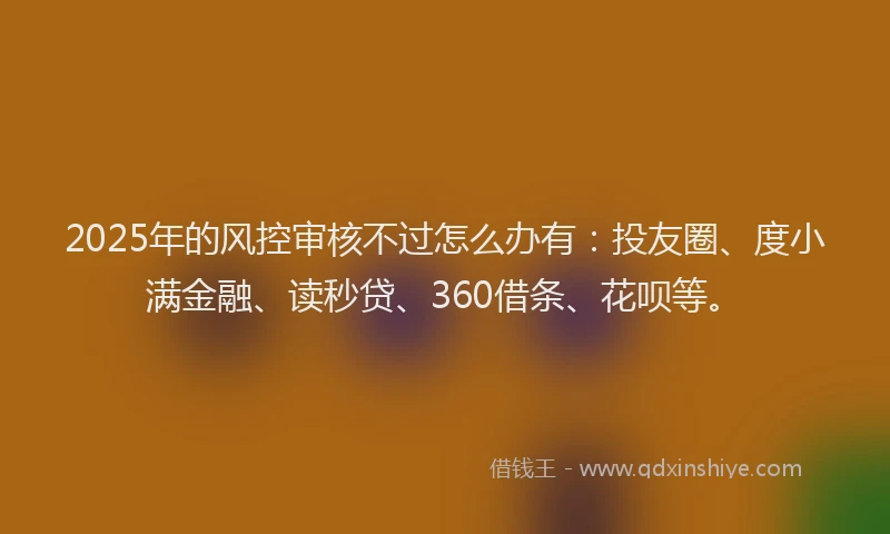 2025年的风控审核不过怎么办有：投友圈、度小满金融、读秒贷、360借条、花呗等。