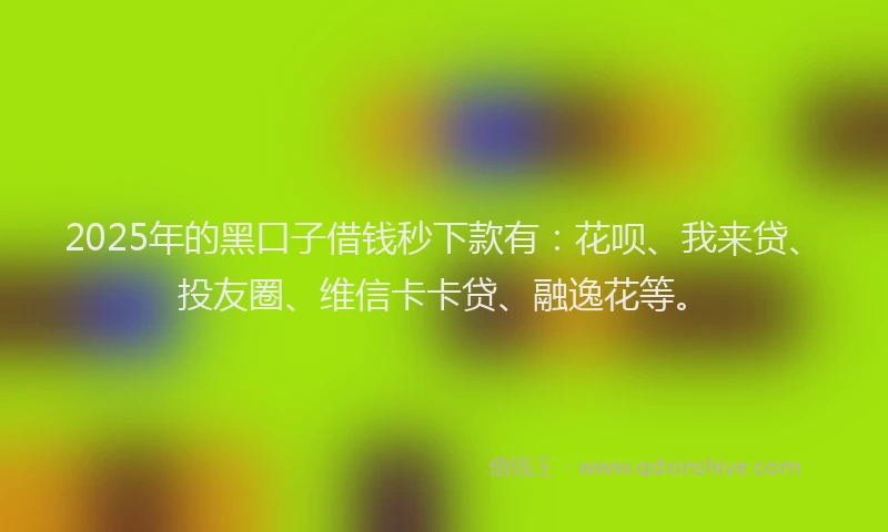 2025年的黑口子借钱秒下款有：花呗、我来贷、投友圈、维信卡卡贷、融逸花等。