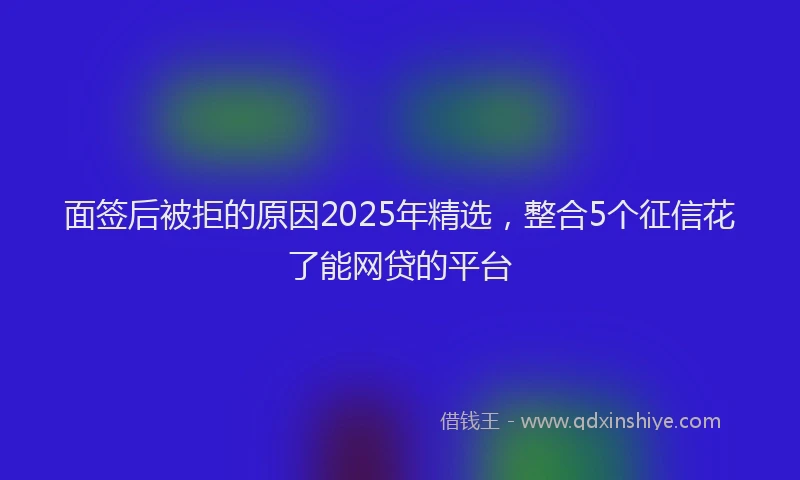 面签后被拒的原因2025年精选，整合5个征信花了能网贷的平台