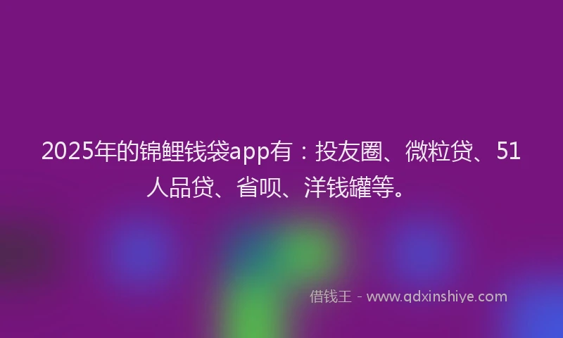 2025年的锦鲤钱袋app有：投友圈、微粒贷、51人品贷、省呗、洋钱罐等。