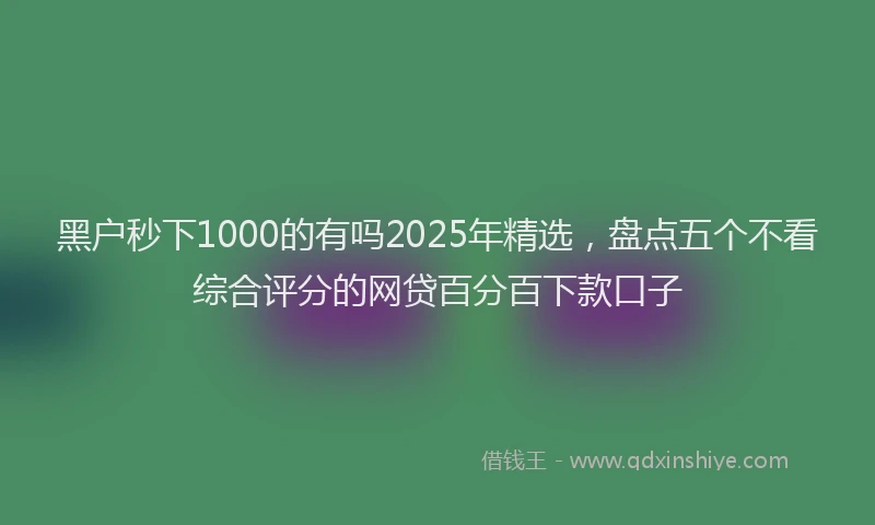 黑户秒下1000的有吗2025年精选，盘点五个不看综合评分的网贷百分百下款口子