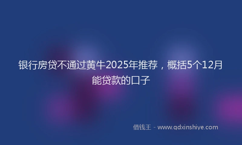 银行房贷不通过黄牛2025年推荐，概括5个12月能贷款的口子