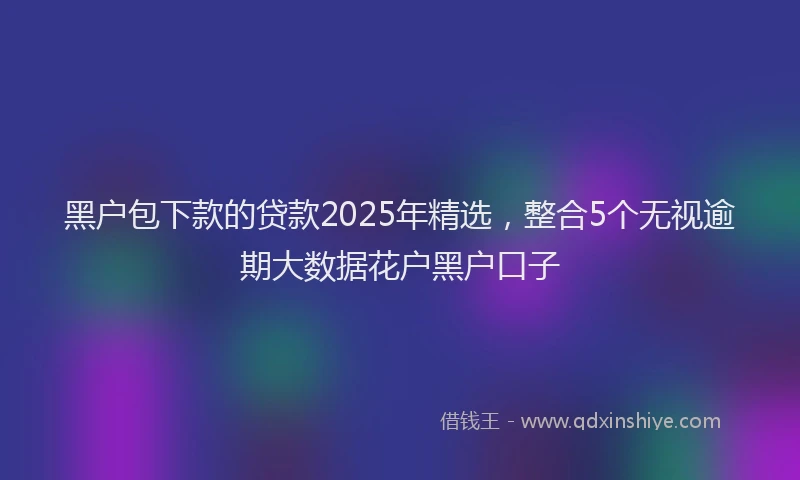 黑户包下款的贷款2025年精选，整合5个无视逾期大数据花户黑户口子