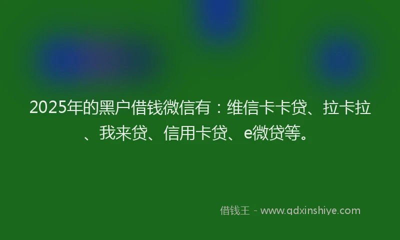 2025年的黑户借钱微信有：维信卡卡贷、拉卡拉、我来贷、信用卡贷、e微贷等。