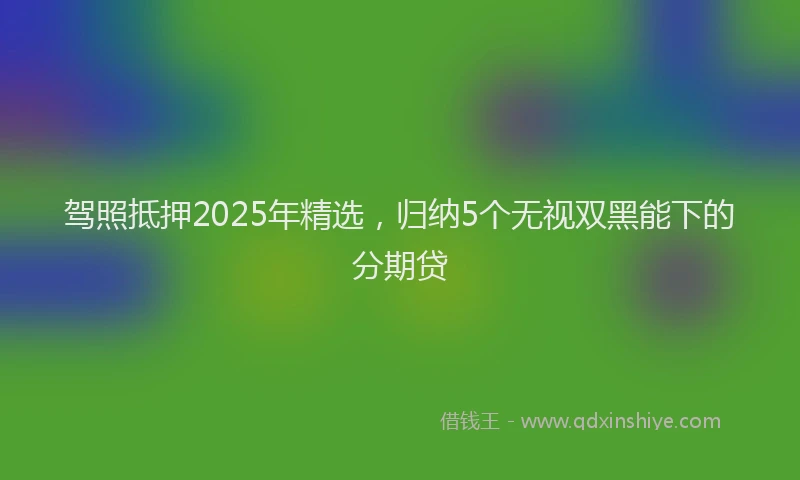驾照抵押2025年精选，归纳5个无视双黑能下的分期贷