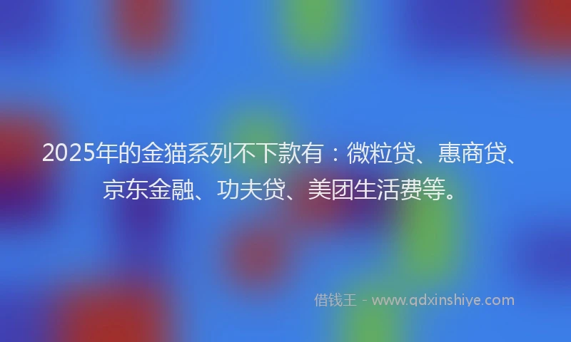 2025年的金猫系列不下款有：微粒贷、惠商贷、京东金融、功夫贷、美团生活费等。