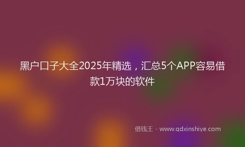 黑户口子大全2025年精选，汇总5个APP容易借款1万块的软件