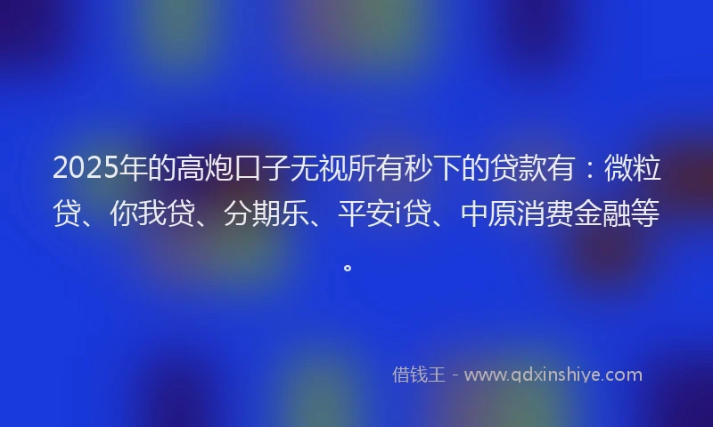 2025年的高炮口子无视所有秒下的贷款有：微粒贷、你我贷、分期乐、平安i贷、中原消费金融等。