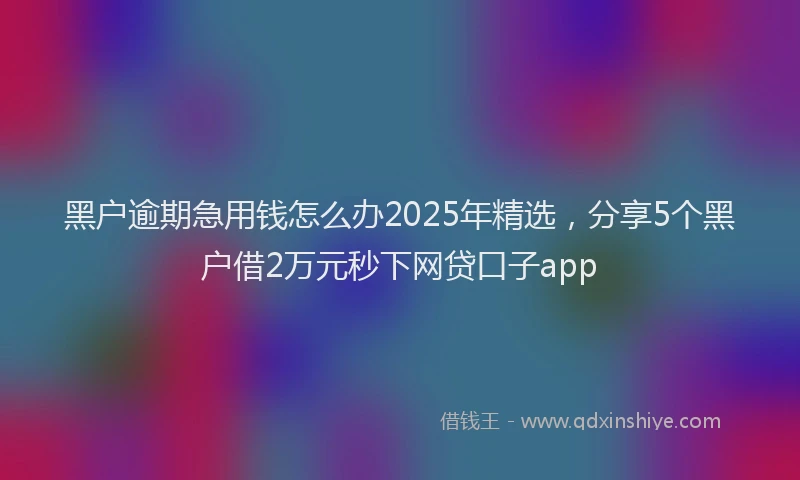 黑户逾期急用钱怎么办2025年精选，分享5个黑户借2万元秒下网贷口子app