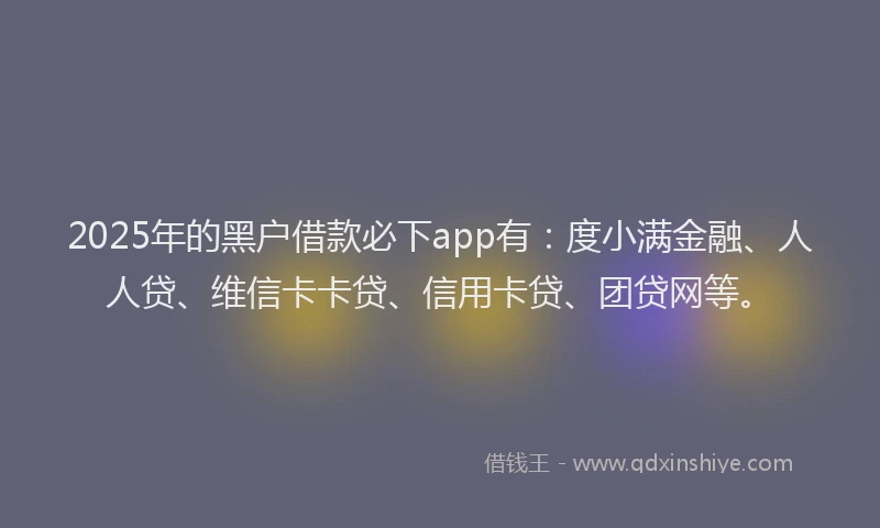 2025年的黑户借款必下app有：度小满金融、人人贷、维信卡卡贷、信用卡贷、团贷网等。