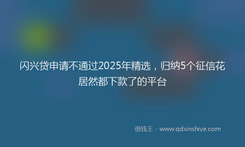 闪兴贷申请不通过2025年精选，归纳5个征信花居然都下款了的平台