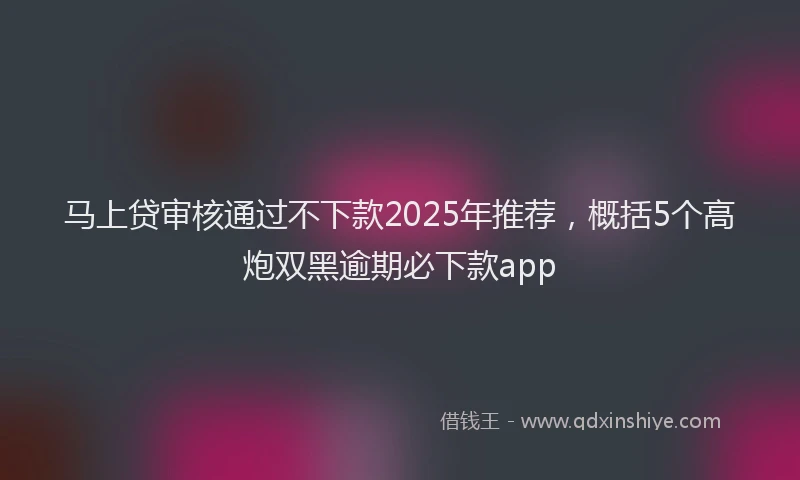 马上贷审核通过不下款2025年推荐，概括5个高炮双黑逾期必下款app