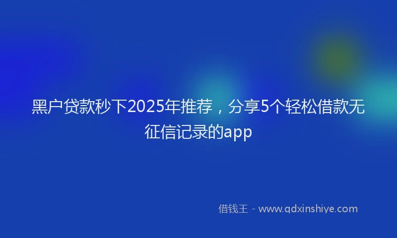 黑户贷款秒下2025年推荐，分享5个轻松借款无征信记录的app