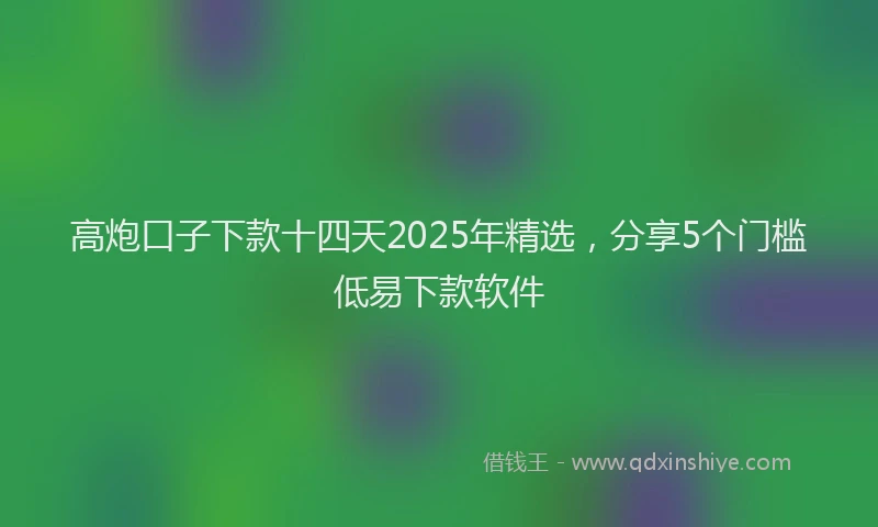 高炮口子下款十四天2025年精选，分享5个门槛低易下款软件