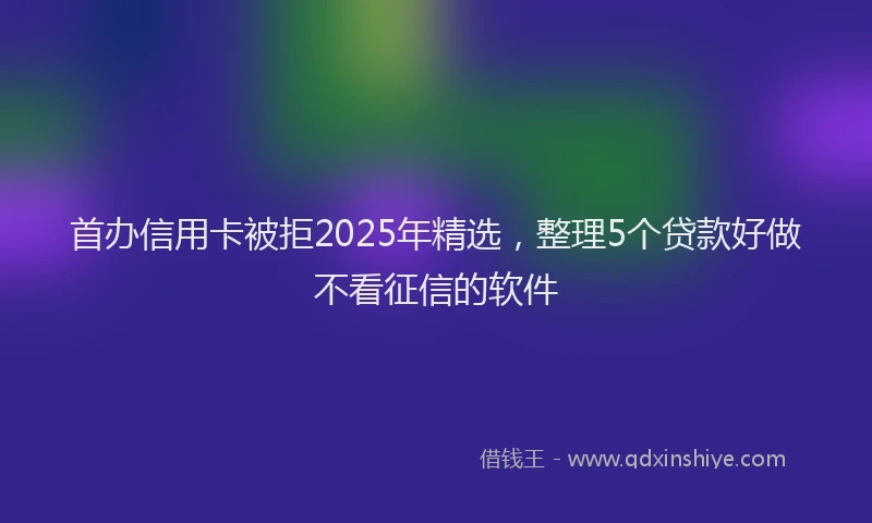 首办信用卡被拒2025年精选，整理5个贷款好做不看征信的软件