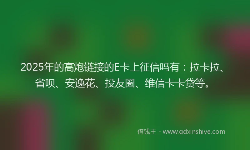 2025年的高炮链接的E卡上征信吗有：拉卡拉、省呗、安逸花、投友圈、维信卡卡贷等。