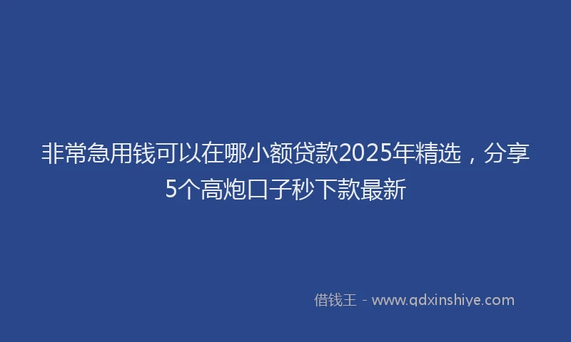 非常急用钱可以在哪小额贷款2025年精选，分享5个高炮口子秒下款最新