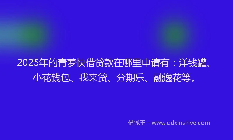 2025年的青萝快借贷款在哪里申请有：洋钱罐、小花钱包、我来贷、分期乐、融逸花等。