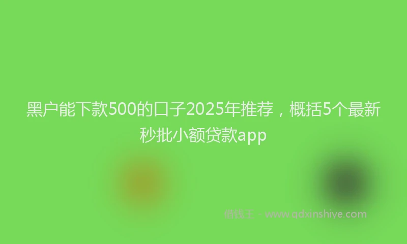 黑户能下款500的口子2025年推荐，概括5个最新秒批小额贷款app