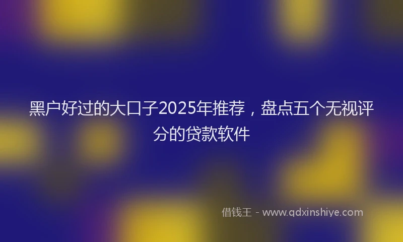 黑户好过的大口子2025年推荐，盘点五个无视评分的贷款软件