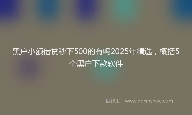 黑户小额借贷秒下500的有吗2025年精选，概括5个黑户下款软件