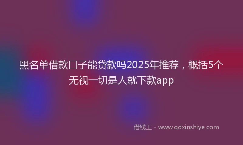 黑名单借款口子能贷款吗2025年推荐，概括5个无视一切是人就下款app