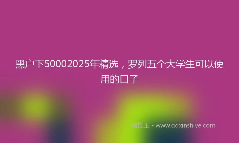 黑户下50002025年精选，罗列五个大学生可以使用的口子