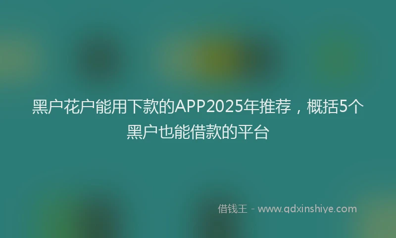 黑户花户能用下款的APP2025年推荐，概括5个黑户也能借款的平台