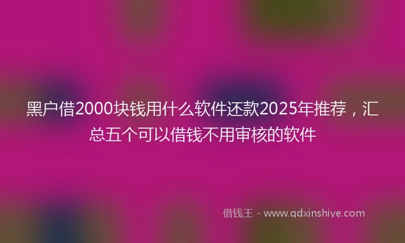 黑户借2000块钱用什么软件还款2025年推荐，汇总五个可以借钱不用审核的软件