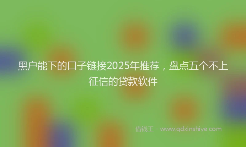 黑户能下的口子链接2025年推荐，盘点五个不上征信的贷款软件
