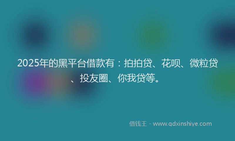 2025年的黑平台借款有：拍拍贷、花呗、微粒贷、投友圈、你我贷等。