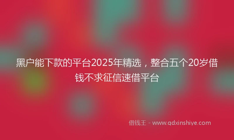 黑户能下款的平台2025年精选，整合五个20岁借钱不求征信速借平台